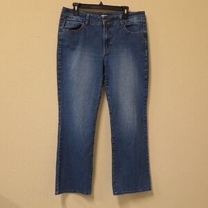 Bandolino Women's Double Button Boot Cut Soft Strech Blue Denim Jeans Size 14